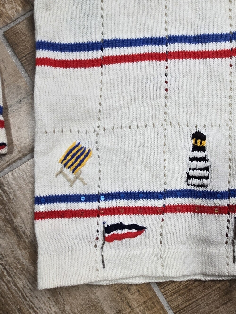Philip & Jane Gordon Design Options Cream Nautical Fireworks Sweater Size XL - Picture 12 of 15